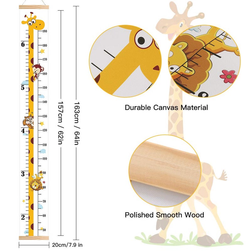 Outivity Baby Height Growth Chart, Canvas Height Chart for Kids Baby Child Toddler Boys Girls, Wood Growth Chart for Wall Room Nursery Decor, Hangable and Removable Waterproof Measuring Wall Ruler for Bathroom - Image 4